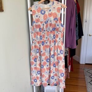 Kenzo Floral 100% Silk midi dress Sz M/ Fr 38